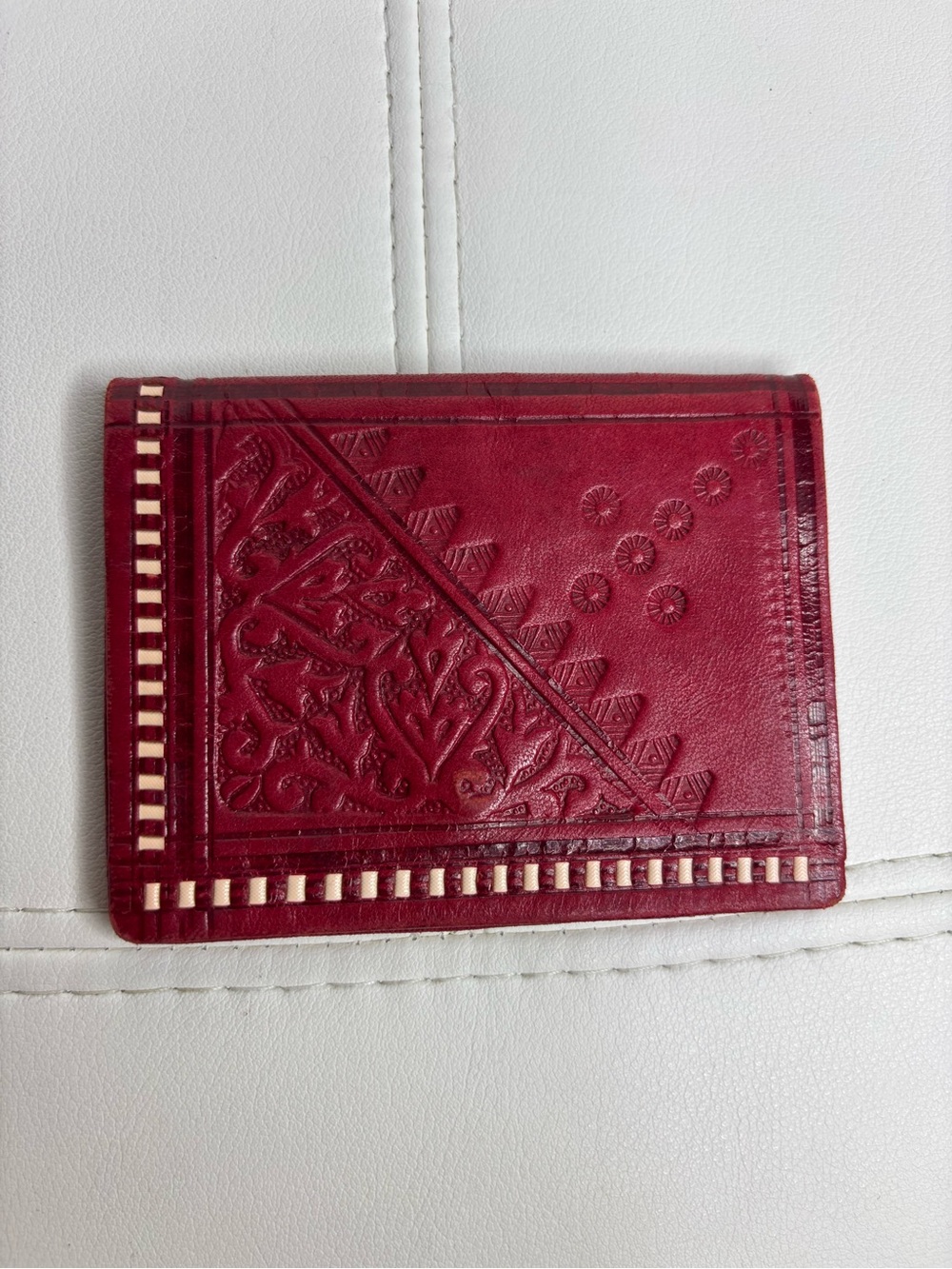 Vintage Moroccan hand-tooled genuine leather wallet